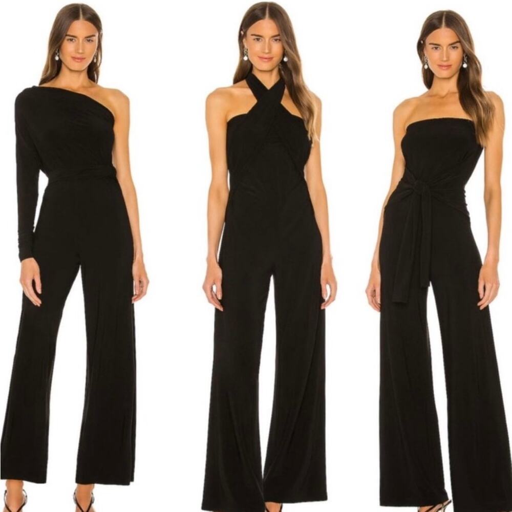NORMA KAMALI Tie Front All In One Strapless Jumpsuit Stretch Black Size M/38 NWT
